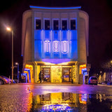 Rundes Wandbild | Bochum on water - Kultstätte 'Tao' bei Nacht