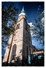 Leinwand - Stärke 2cm | Dortmund higher light – St. Reinoldi-Kirche (mit weißem Retro-Rahmen)