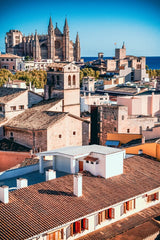 Alu Dibond (glänzend) | Palma daylight – Malerischer Blick über die Dächer von Palma de Mallorca