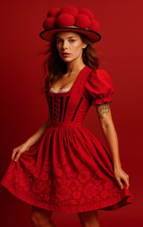 Poster (gerahmt) | Eleganz in Rot - Schwarzwald Haute Couture