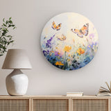 Rundes Wandbild | Tanz der Morgenlichter - Schmetterlinge über Sommerwiese