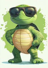 Poster ab 15 EUR | Gelassen gewinnt - Coole Schildkröte mit Sonnenbrille