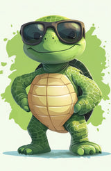 Poster (gerahmt) | Gelassen gewinnt - Coole Schildkröte mit Sonnenbrille