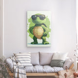 Leinwand - Stärke 2cm | Gelassen gewinnt - Coole Schildkröte mit Sonnenbrille