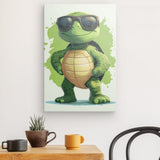 Leinwand - Stärke 2cm | Gelassen gewinnt - Coole Schildkröte mit Sonnenbrille