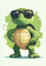 Leinwand (gerahmt) | Gelassen gewinnt - Coole Schildkröte mit Sonnenbrille