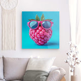 Acrylglas auf Alu-Dibond | Berrylicious Attitude - Stylishe Himbeere mit Sonnenbrille
