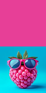 Plüschkissen (Pink) | Berrylicious Attitude - Stylishe Himbeere mit Sonnenbrille