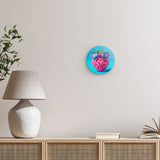 Rundes Wandbild | Berrylicious Attitude - Stylishe Himbeere mit Sonnenbrille