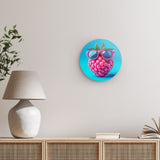 Rundes Wandbild | Berrylicious Attitude - Stylishe Himbeere mit Sonnenbrille