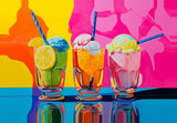 Leinwand (gerahmt) | Ice cream in the sunshine - Pop-Art Eisbecher in leuchtenden Farben