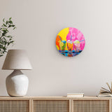 Rundes Wandbild | Ice cream in the sunshine - Pop-Art Eisbecher in leuchtenden Farben