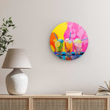 Rundes Wandbild | Ice cream in the sunshine - Pop-Art Eisbecher in leuchtenden Farben