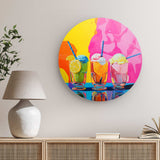 Rundes Wandbild | Ice cream in the sunshine - Pop-Art Eisbecher in leuchtenden Farben