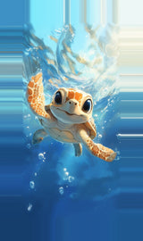 Leinwand - Stärke 4cm | Flossen voraus! - Niedliche Baby-Schildkröte im türkisblauen Meer (hoch)
