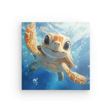 Leinwand - Stärke 4cm | Flossen voraus! - Niedliche Baby-Schildkröte im türkisblauen Meer (hoch)