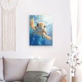 Acrylglas auf Alu-Dibond | Flossen voraus! - Niedliche Baby-Schildkröte im türkisblauen Meer (hoch)
