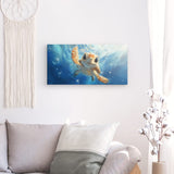 Leinwand - Stärke 2cm | Flossen voraus! - Niedliche Baby-Schildkröte im türkisblauen Meer (quer)