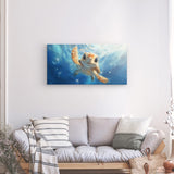 Leinwand - Stärke 2cm | Flossen voraus! - Niedliche Baby-Schildkröte im türkisblauen Meer (quer)