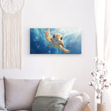 Leinwand - Stärke 4cm | Flossen voraus! - Niedliche Baby-Schildkröte im türkisblauen Meer (quer)