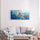 Leinwand - Stärke 4cm | Flossen voraus! - Niedliche Baby-Schildkröte im türkisblauen Meer (quer)