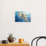 Photoboard / Hartschaum | Flossen voraus! - Niedliche Baby-Schildkröte im türkisblauen Meer (quer)