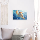 Photoboard / Hartschaum | Flossen voraus! - Niedliche Baby-Schildkröte im türkisblauen Meer (quer)
