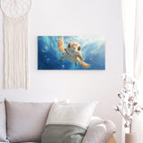 Photoboard / Hartschaum | Flossen voraus! - Niedliche Baby-Schildkröte im türkisblauen Meer (quer)