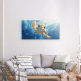 Photoboard / Hartschaum | Flossen voraus! - Niedliche Baby-Schildkröte im türkisblauen Meer (quer)
