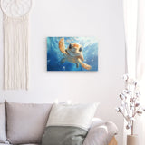 Acrylglas auf Alu-Dibond | Flossen voraus! - Niedliche Baby-Schildkröte im türkisblauen Meer (quer)