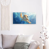 Acrylglas auf Alu-Dibond | Flossen voraus! - Niedliche Baby-Schildkröte im türkisblauen Meer (quer)