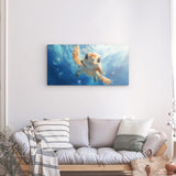 Acrylglas auf Alu-Dibond | Flossen voraus! - Niedliche Baby-Schildkröte im türkisblauen Meer (quer)