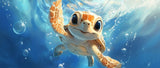 Tasse (Herzgriff) | Flossen voraus! - Niedliche Baby-Schildkröte im türkisblauen Meer (quer)
