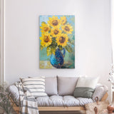 Photoboard / Hartschaum | Sommerblüten in Gelb - Ausdrucksstarke Sonnenblumen in Keramikvase