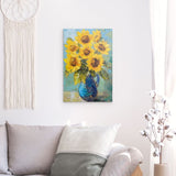 Alu Dibond (matt) | Sommerblüten in Gelb - Ausdrucksstarke Sonnenblumen in Keramikvase