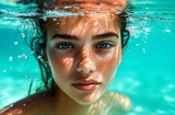 Puzzle | Schweben im Licht - Porträt einer jungen Frau im türkisblauen Meer