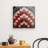Leinwand - Stärke 2cm | Art-Deco Blattmuster in Burgund und Gold