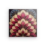 Leinwand - Stärke 4cm | Art-Deco Blattmuster in Burgund und Gold