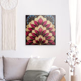 Alu Dibond (matt) | Art-Deco Blattmuster in Burgund und Gold