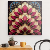 Acrylglas | Art-Deco Blattmuster in Burgund und Gold