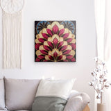 Acrylglas auf Alu-Dibond | Art-Deco Blattmuster in Burgund und Gold