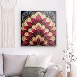 Acrylglas auf Alu-Dibond | Art-Deco Blattmuster in Burgund und Gold