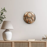 Rundes Wandbild | Boho Traumfänger in Herbstfarben (dunkel)