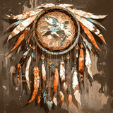 Alu Dibond (glänzend) | Boho Traumfänger in Herbstfarben (dunkel)