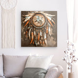 Acrylglas auf Alu-Dibond | Boho Traumfänger in Herbstfarben (dunkel)