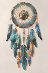 Alu Dibond (glänzend) | Boho Traumfänger in Herbstfarben (hell)