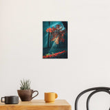 Poster ab 15 EUR | Goldene Sonnenstrahlen durch Herbstlaub (hoch)