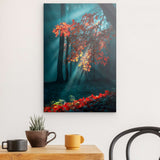 Photoboard / Hartschaum | Goldene Sonnenstrahlen durch Herbstlaub (hoch)