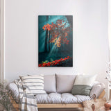 Alu Dibond (matt) | Goldene Sonnenstrahlen durch Herbstlaub (hoch)