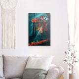 Alu Dibond (matt) | Goldene Sonnenstrahlen durch Herbstlaub (hoch)